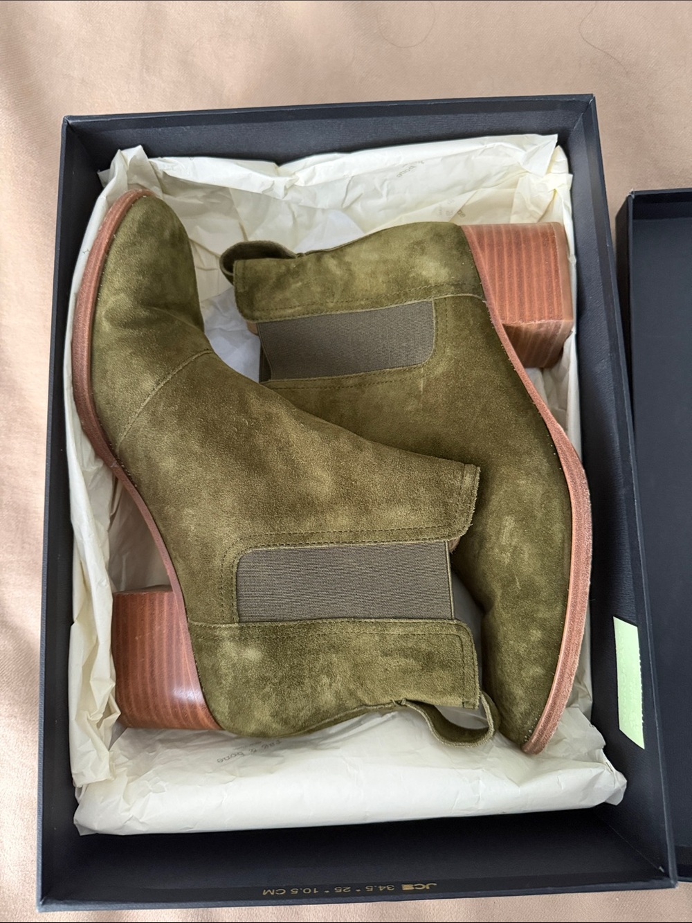 rag & bone Olive Suede Chelsea Booties with Stacked Heel